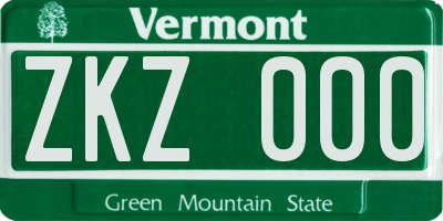 VT license plate ZKZ000