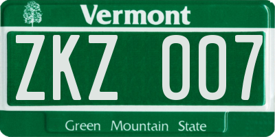 VT license plate ZKZ007