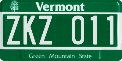 VT license plate ZKZ011