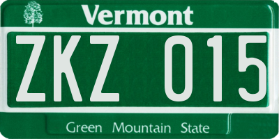 VT license plate ZKZ015