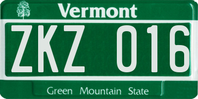 VT license plate ZKZ016