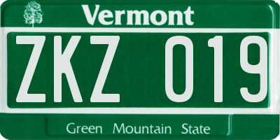 VT license plate ZKZ019