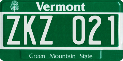 VT license plate ZKZ021
