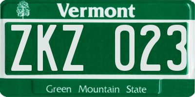 VT license plate ZKZ023