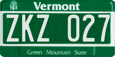 VT license plate ZKZ027
