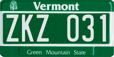 VT license plate ZKZ031