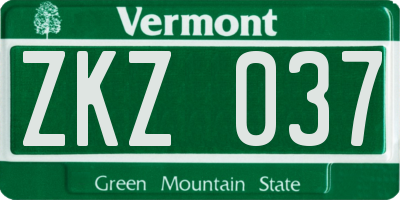 VT license plate ZKZ037