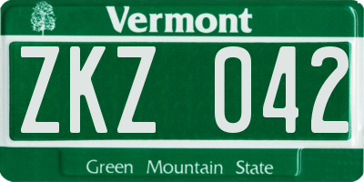 VT license plate ZKZ042