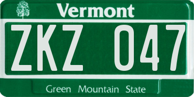 VT license plate ZKZ047