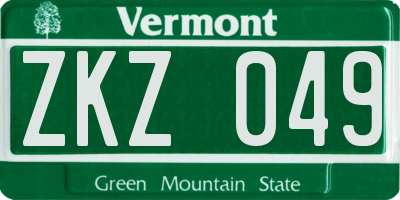 VT license plate ZKZ049