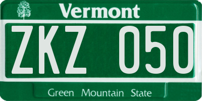 VT license plate ZKZ050