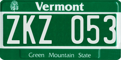VT license plate ZKZ053
