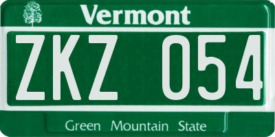 VT license plate ZKZ054