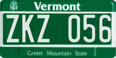 VT license plate ZKZ056