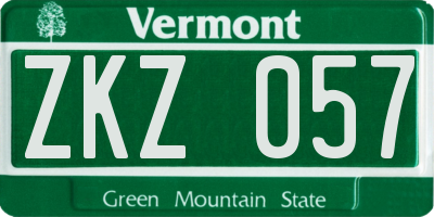 VT license plate ZKZ057