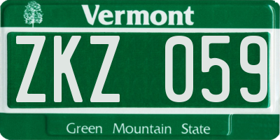 VT license plate ZKZ059