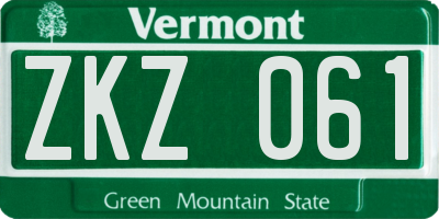 VT license plate ZKZ061