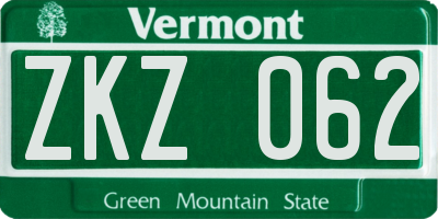 VT license plate ZKZ062