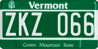 VT license plate ZKZ066