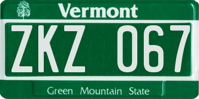 VT license plate ZKZ067