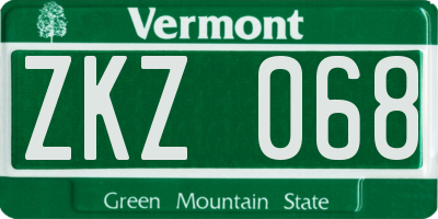 VT license plate ZKZ068