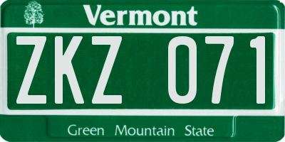 VT license plate ZKZ071