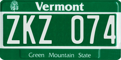 VT license plate ZKZ074