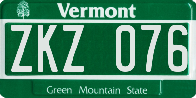 VT license plate ZKZ076