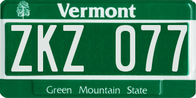 VT license plate ZKZ077
