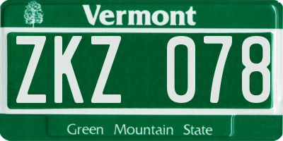 VT license plate ZKZ078