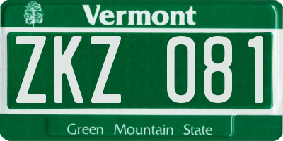 VT license plate ZKZ081