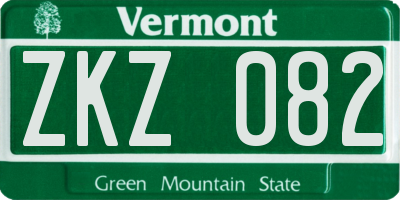 VT license plate ZKZ082
