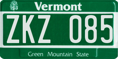 VT license plate ZKZ085