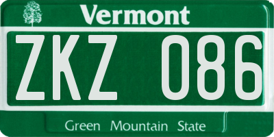 VT license plate ZKZ086