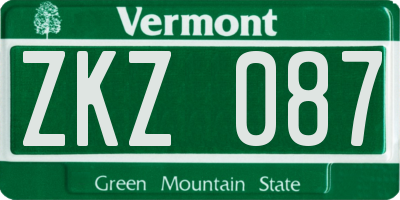 VT license plate ZKZ087