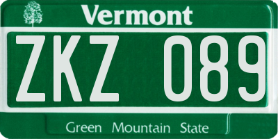 VT license plate ZKZ089