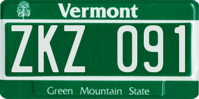 VT license plate ZKZ091