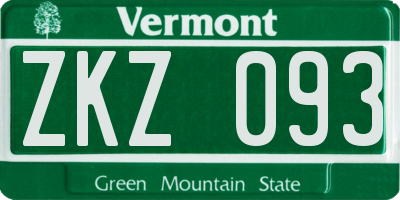 VT license plate ZKZ093