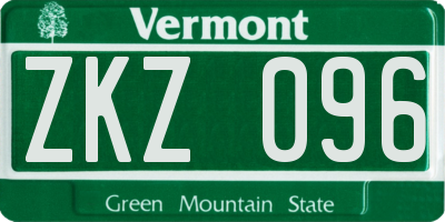 VT license plate ZKZ096