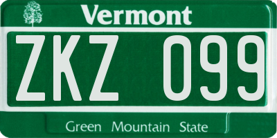 VT license plate ZKZ099