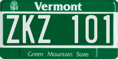 VT license plate ZKZ101