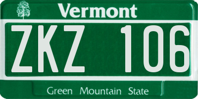 VT license plate ZKZ106