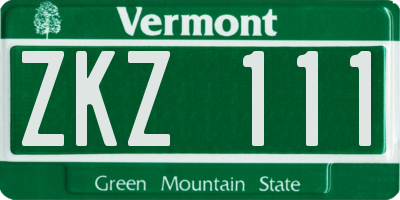 VT license plate ZKZ111