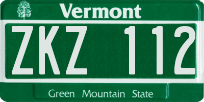 VT license plate ZKZ112