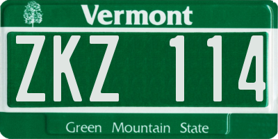 VT license plate ZKZ114