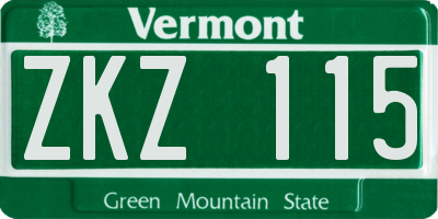 VT license plate ZKZ115