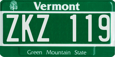 VT license plate ZKZ119