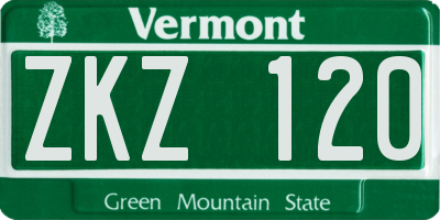 VT license plate ZKZ120