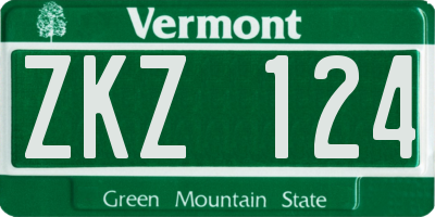 VT license plate ZKZ124