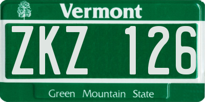 VT license plate ZKZ126